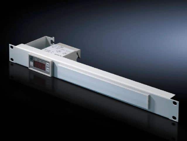 Digital enclosure internal temperature display and thermostat integrated into a patch panel 1 U