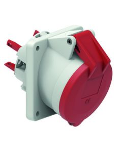 Panel mounting socket outlet angled - flange 85x85 fixing centers 70x70