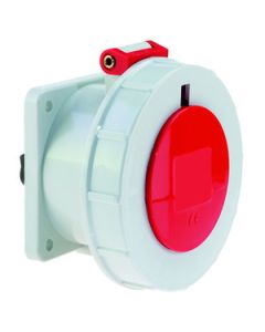 Panel mounting socket outlet TE straight 32A 4p 380V bis 440V 3h IP67 screw terminals flange size: 75 x 75 mm nickel plated contacts