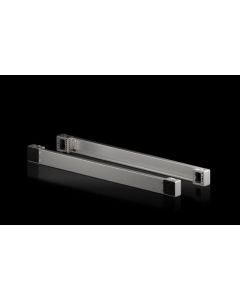 Base/plinth corner pieces with base/plinth trim panels, front and rear for VX base/plinth system, stainless steel New version