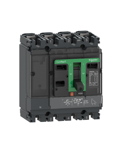 Circuit breaker ComPacT NSX100B, 25kA at 415VAC, TMD trip unit 100A, 50 degrees C, 4 poles 3D
