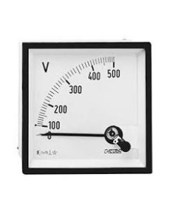 VOLTMETER-96x96MM, MOVING IRON, SHORT SCALE 90DEG,SCALED:0-15KV, RATING: 0-150V AC, 50HZ, VTR: 11kV/110V FITTED WIH A LOW GLARE WINDOW AND TERMINAL COVER Class 1.5