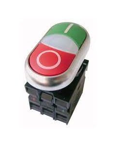 DOUBLE ACTUATOR PUSHBUTTON, 1N/O+1N/C, + LED 85-264VAC, SCREW CONNECTION.  M22-DDL-GR-X1/X0/K11/230-W	