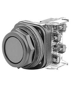 Push Button, Bootless Flush Head, Black, 1NO/1NC, Contacts