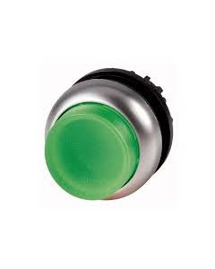 Illuminated pushbutton actuator, raised, green, momentary . M22-DLH-G