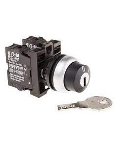 Key-operated button, 1N/O+1N/C, 2 positions, front mount