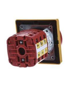 25 A, MAIN-EMERGENCY OFF SWITCH, 3pol. + fixed N+PE terminal in Aluminium enclosure, IP 65, front handle operation, 3 padlock device